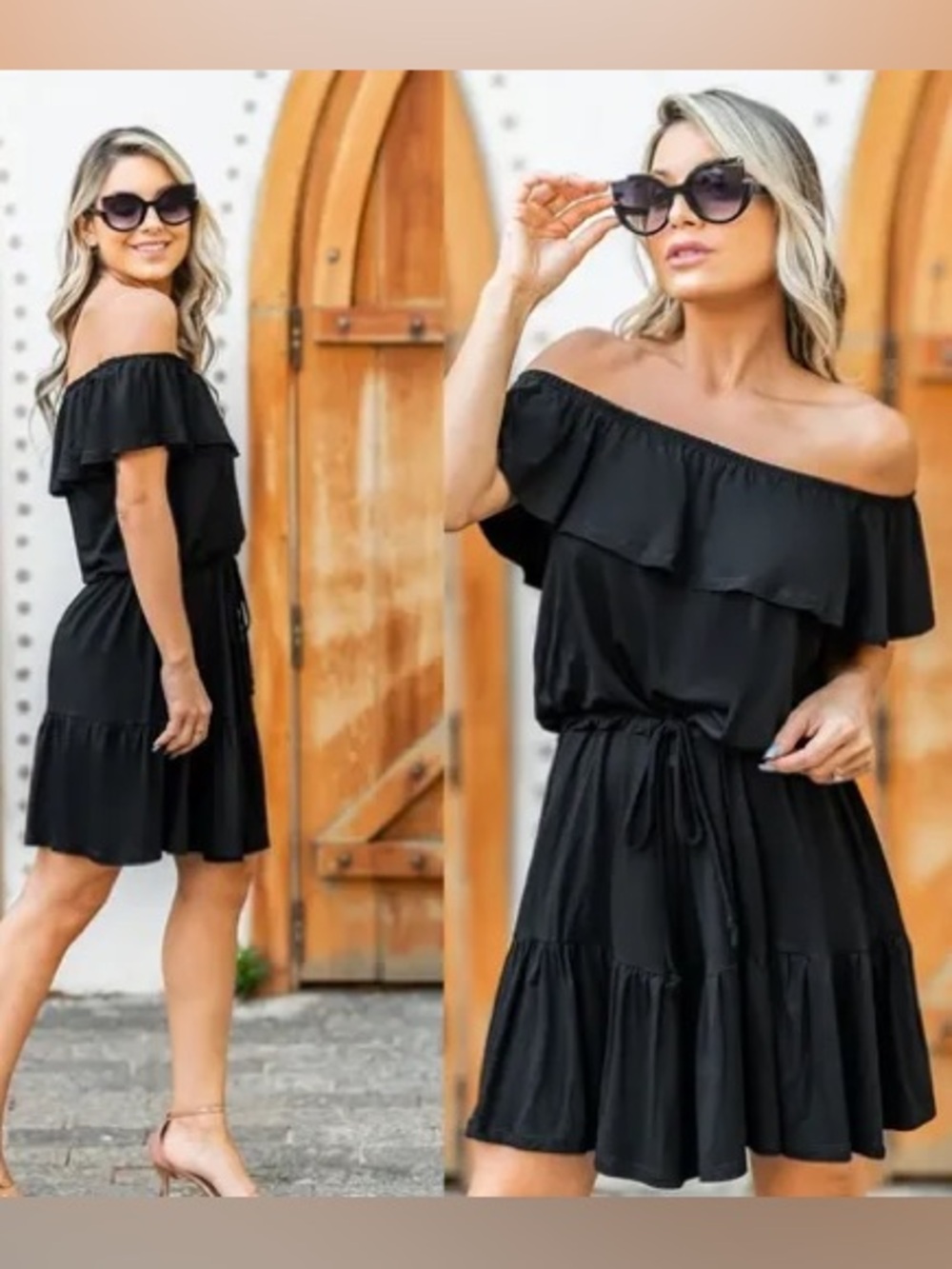 Socialite Off-the-Shoulder Black Ruffle Mini Dress Brand New Size XL